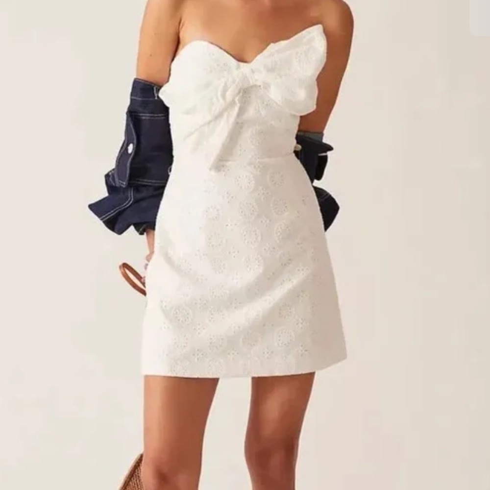 hutch eyelet bow tie mini dress